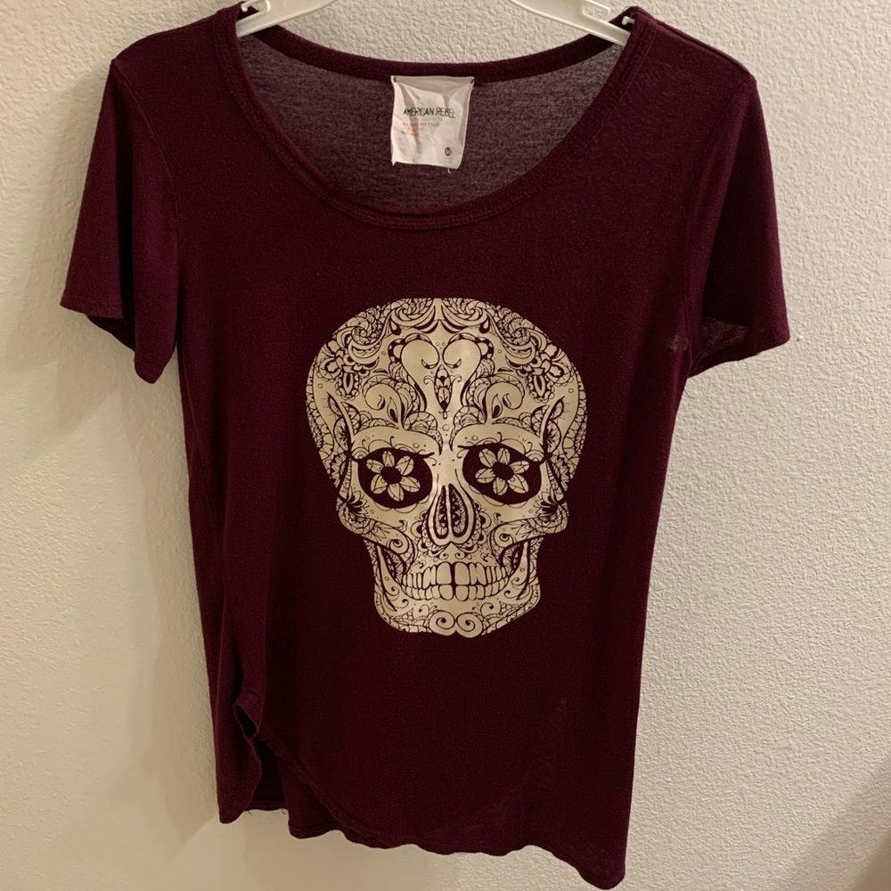 Maroon Sugar Skull Top